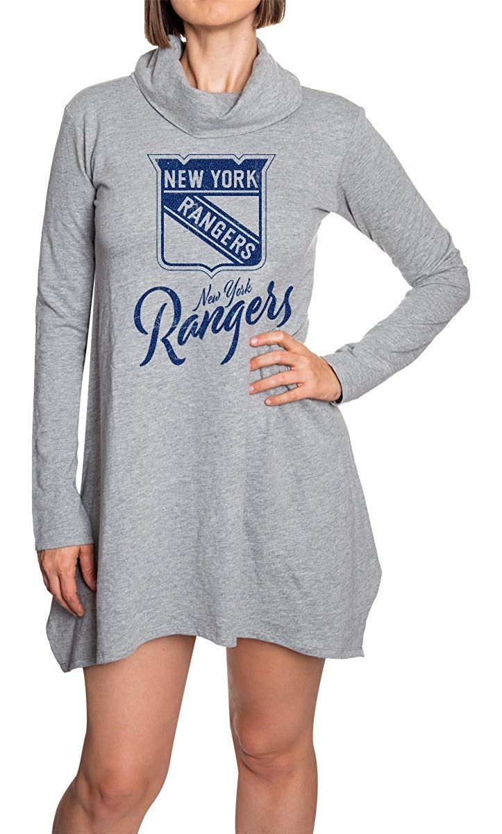 New York Rangers Cowl Neck Tunic Long Sleeve Dress Front View
