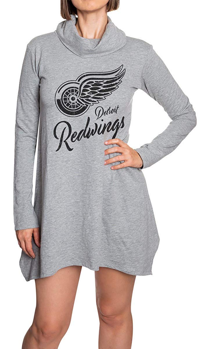 Detroit Red Wings Cowl Neck Tunic Long SLeeve Dress Front View