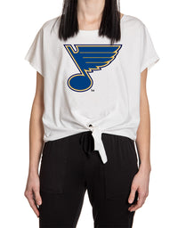 Load image into Gallery viewer, St. Louis Blues Ladies Tie Up Front Crop T-shirt
