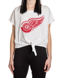 Load image into Gallery viewer, Detroit Red Wings Ladies Tie Up Front Crop T-shirt
