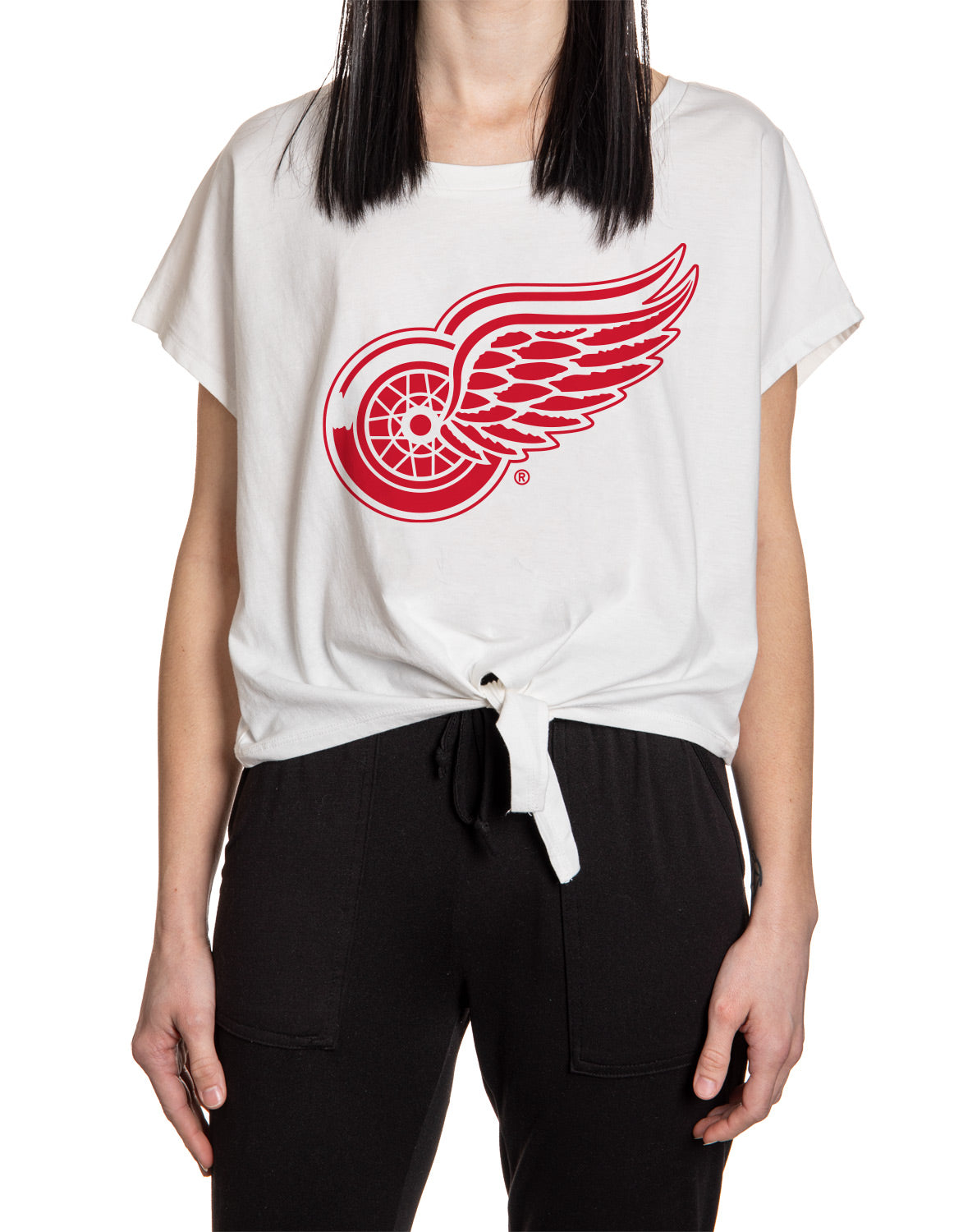 Detroit Red Wings Ladies Tie Up Front Crop T-shirt