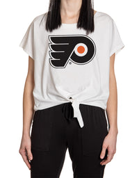 Load image into Gallery viewer, Philadelphia Flyers Ladies Tie Up Front Crop T-shirt

