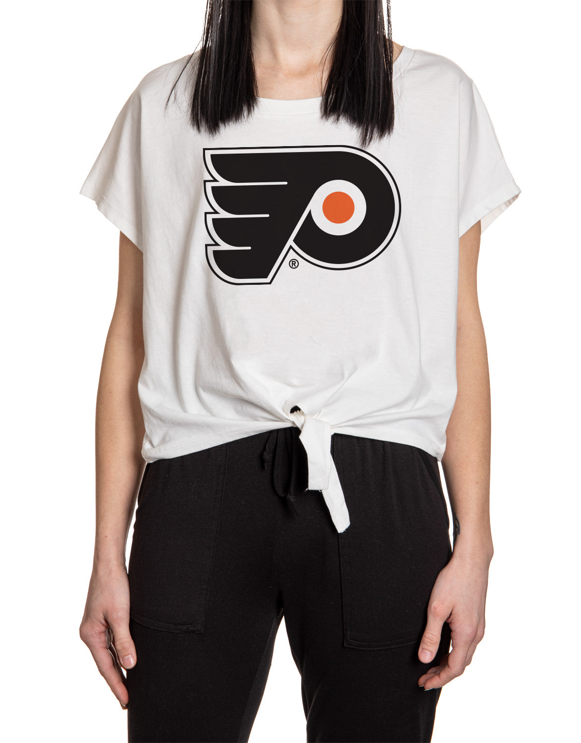 Philadelphia Flyers Ladies Tie Up Front Crop T-shirt
