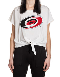 Load image into Gallery viewer, Carolina Hurricanes Ladies Tie Up Front Crop T-shirt
