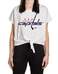 Load image into Gallery viewer, Washington Capitals Ladies Tie Up Front Crop T-shirt
