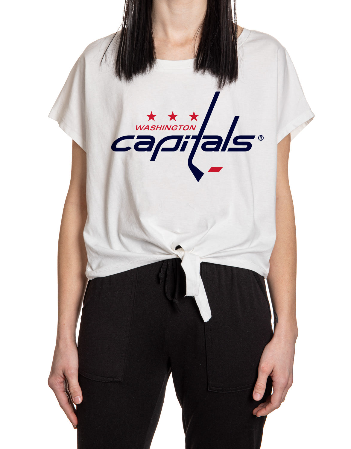 Washington Capitals Ladies Tie Up Front Crop T-shirt