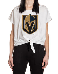 Load image into Gallery viewer, Vegas Golden Knights Ladies Tie Up Front Crop T-shirt
