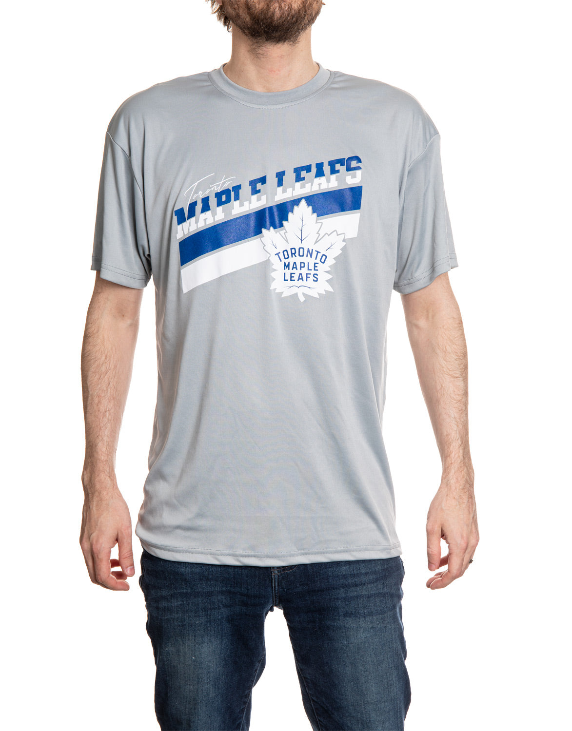 Toronto Maple Leafs Men's Short Sleeve "Stripes" Rash Guard Wicking T-Shirt