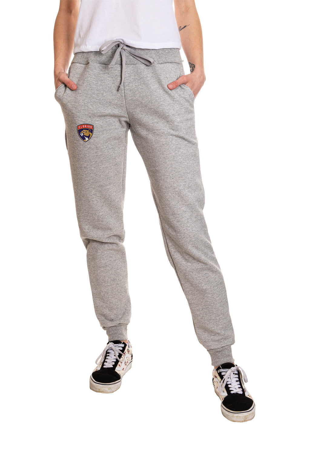 track pants cuffed