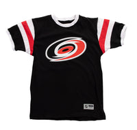 Load image into Gallery viewer, Carolina Hurricanes Shoulder Stripe Varsity Inset T-Shirt
