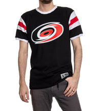 Load image into Gallery viewer, Carolina Hurricanes Shoulder Stripe Varsity Inset T-Shirt
