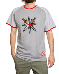 Load image into Gallery viewer, Vegas Golden Knights Reverse French Terry Striped Men&#39;s T-Shirt
