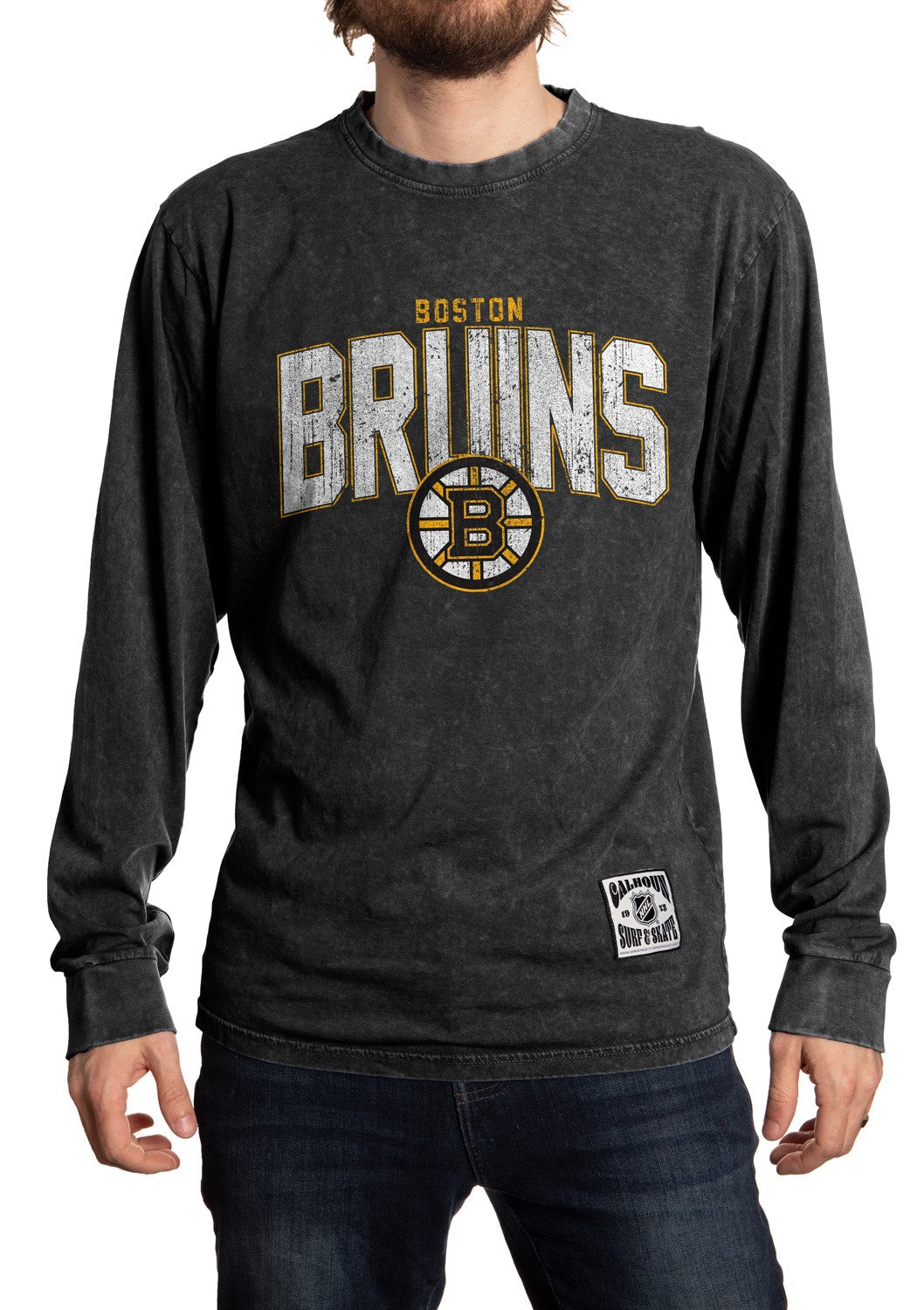 Boston Bruins Acid Wash Long Sleeve Shirt Front View