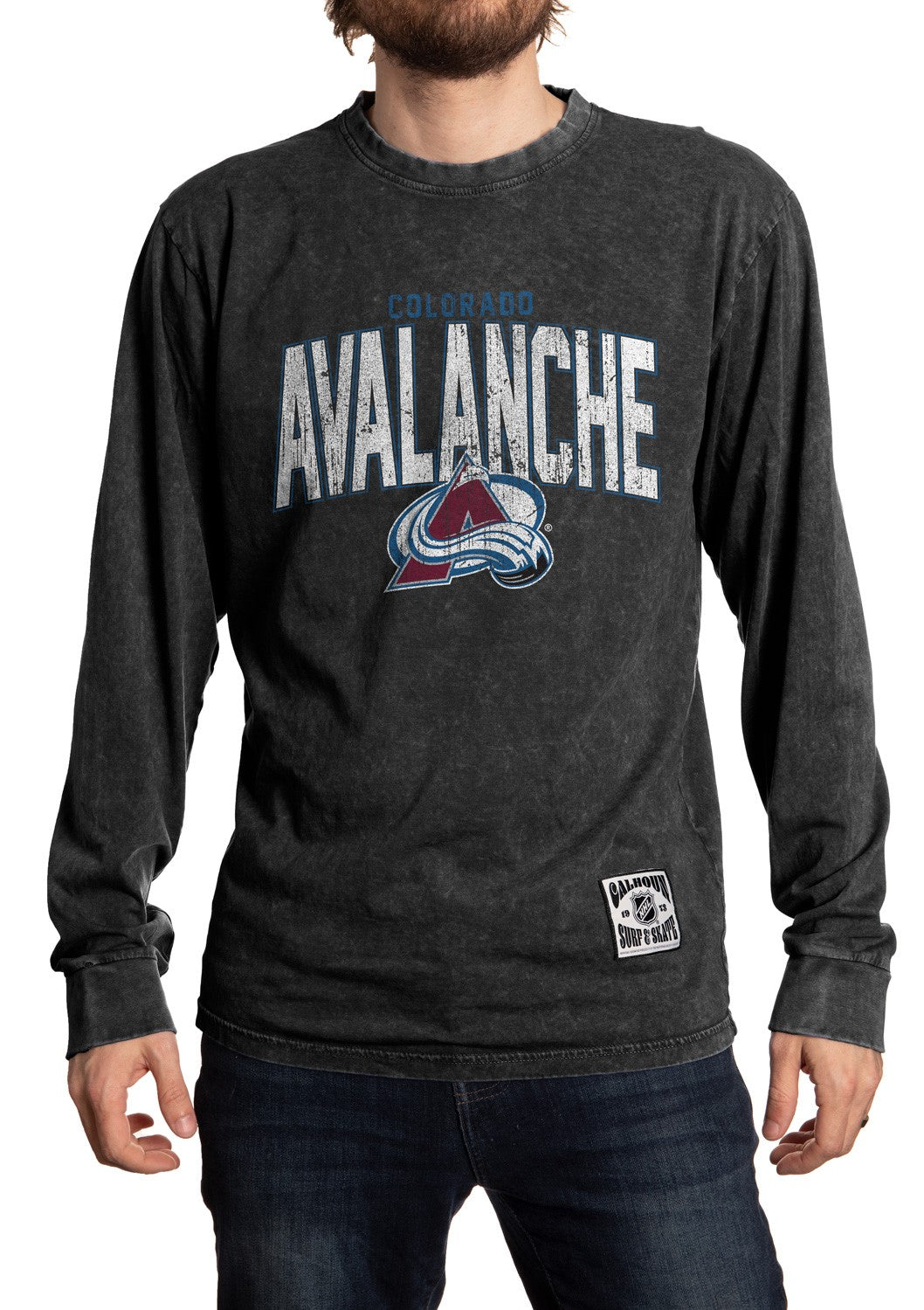 Colorado Avalanche Acid Wash Long Sleeve Shirt Front View