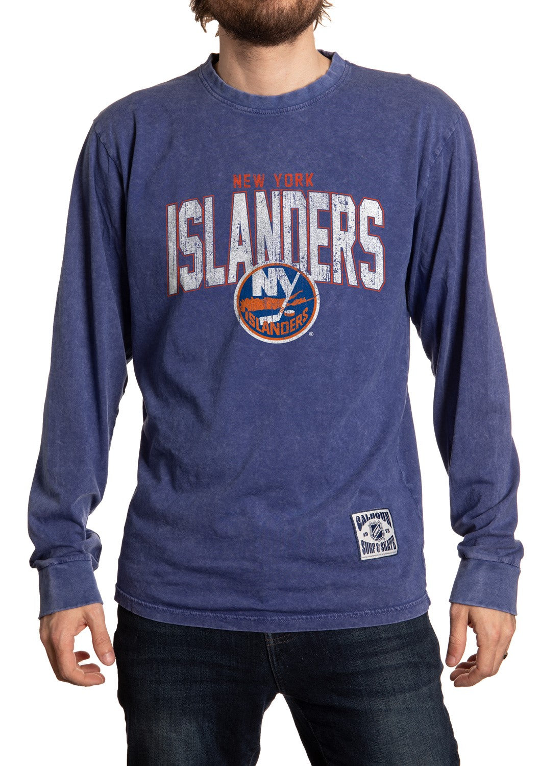 New York Islanders Acid Wash Long Sleeve Shirt Front View