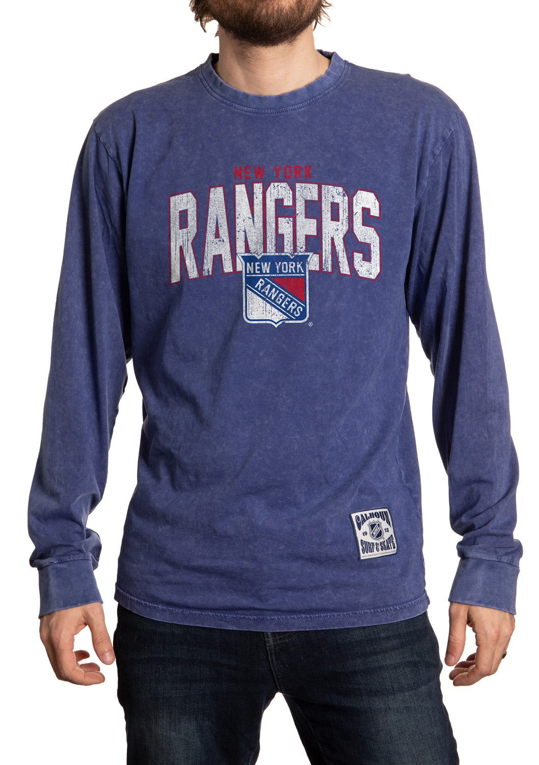 New York Rangers Acid Wash Long Sleeve Shirt Front View