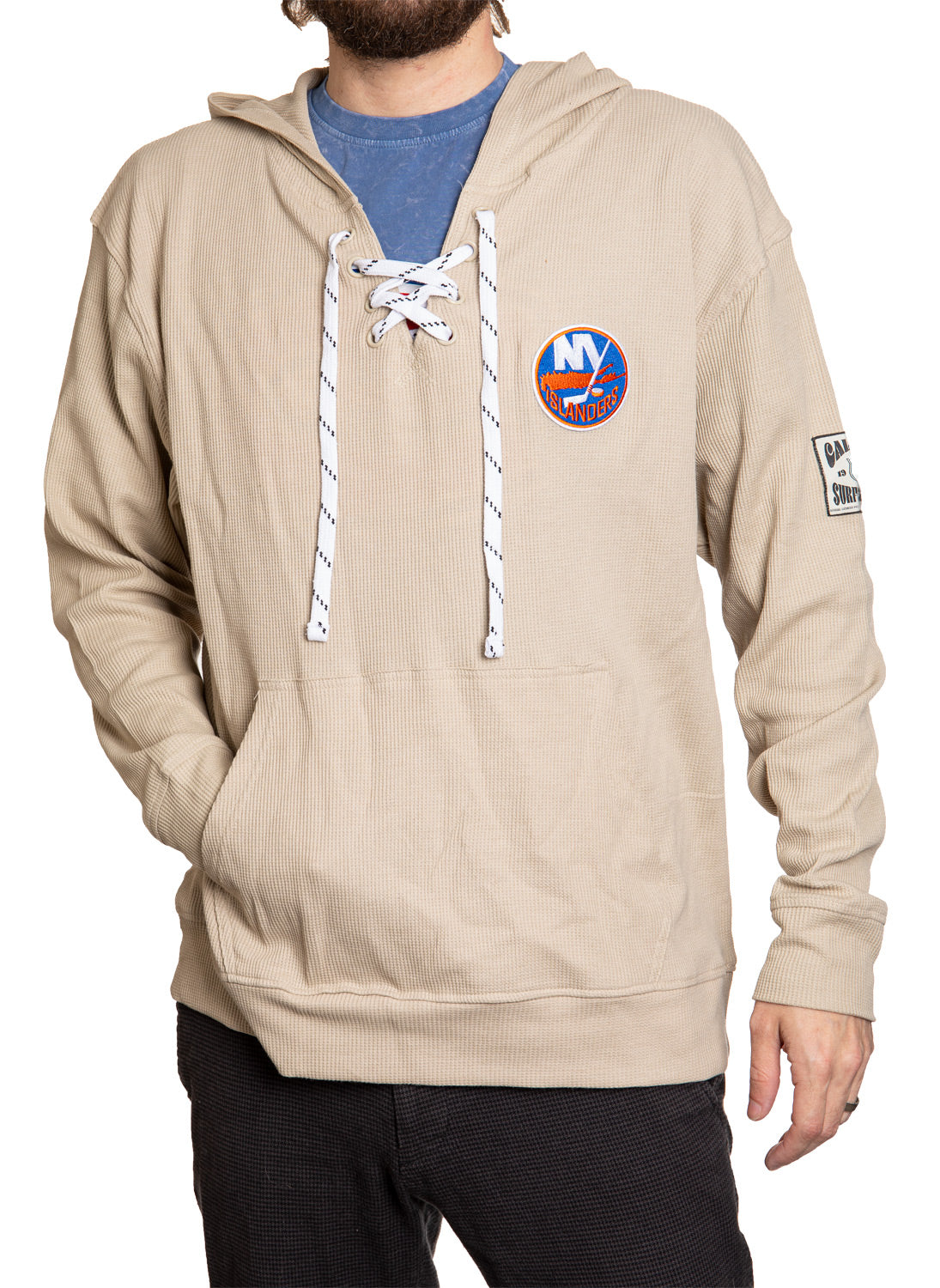 New York Islanders Waffle Texture Hockey Lace Hoodie