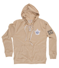 Load image into Gallery viewer, Toronto Maple Leafs Waffle Texture Hockey Lace Hoodie Laying Flat
