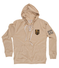 Load image into Gallery viewer, Vegas Golden Knights Waffle Texture Hockey Lace Hoodie Laying Flat
