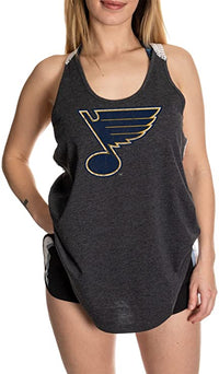 Load image into Gallery viewer, St. Louis Blues Ladies Flowy Racerback Crochet Lace Tank Top
