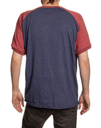 Load image into Gallery viewer, Retro Blue and Red Raglan T-Shirt Back View
